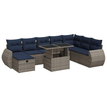 9-delige Loungeset met kussens poly rattan acacia bruin