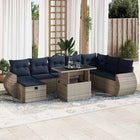 9-piece Lounge Set with Cushions poly rattan acacia brown