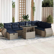 Loungeset 9-delig poly rattan acacia grijs
