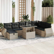 Loungeset 9-delig poly rattan lichtgrijs
