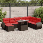 Loungeset 9-delig poly rattan acacia zwart
