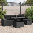 6-piece Lounge Set with Cushions Poly Rattan Black
