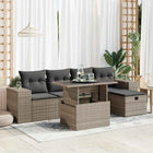 6-piece Lounge Set with Cushions Poly Rattan Grey