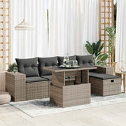 Loungeset 6-delig poly rattan grijs