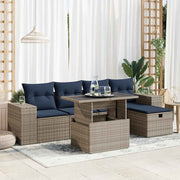 Loungeset 6-delig poly rattan acacia bruin