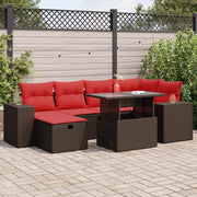 Loungeset 7-delig poly rattan acacia zwart