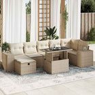 5-piece Loungeset with Cushions Poly Rattan Beige