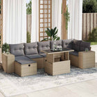5-piece Loungeset with Cushions Poly Rattan Beige