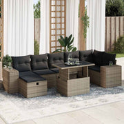 Loungeset poly rattan grijs 5-delig