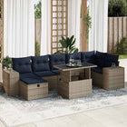 8-piece Lounge Set with cushions poly rattan acacia brown