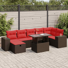 8-delige Loungeset met kussens poly rattan acacia zwart