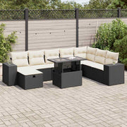 Loungeset 9-delig poly rattan zwart