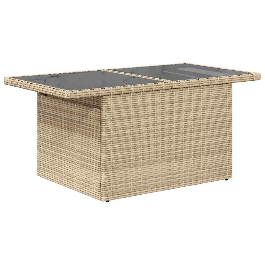 9-delige Loungeset met kussens poly rattan beige
