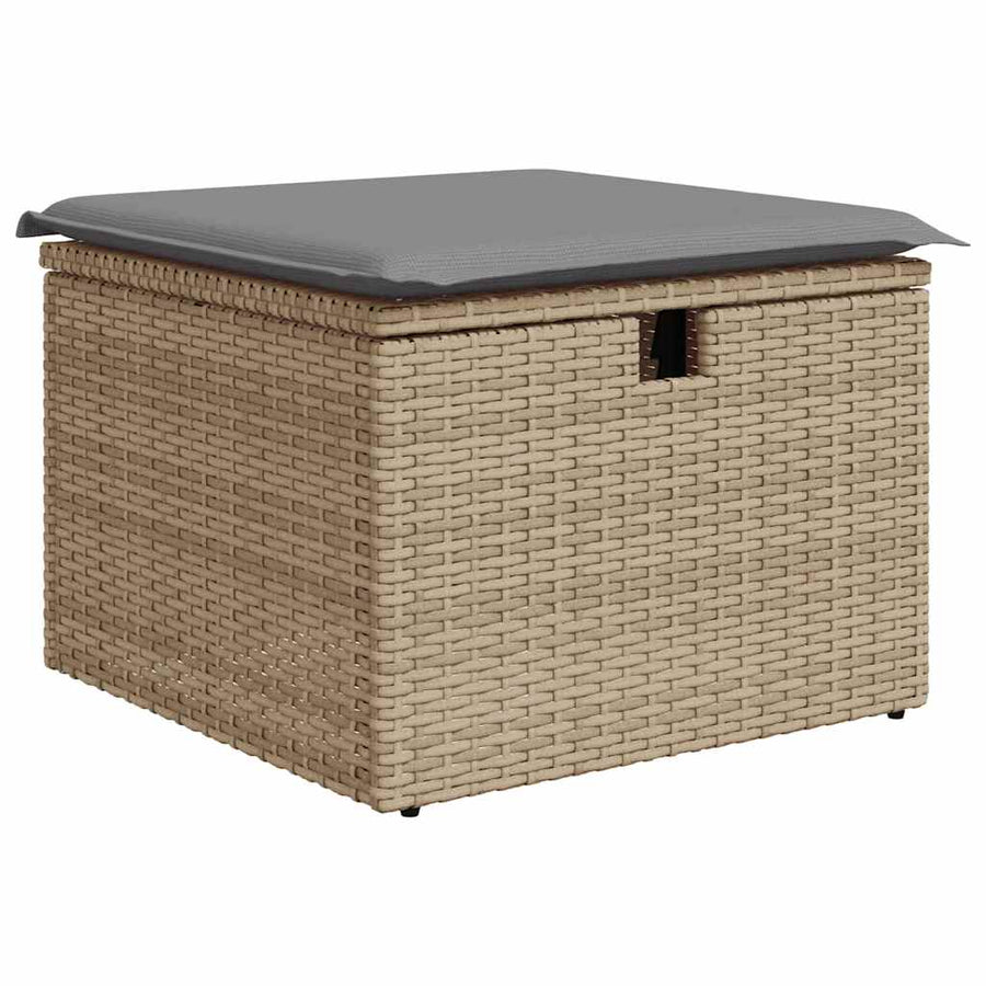 9-delige Loungeset met kussens poly rattan beige