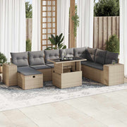 Loungeset 9-delig poly rattan beige