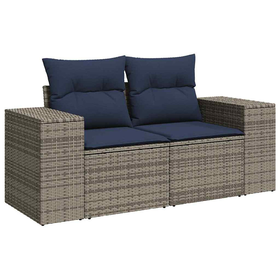9-delige Loungeset met kussens poly rattan acacia bruin