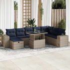 9-piece Lounge Set with Cushions poly rattan acacia brown