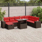 Loungeset 9-delig poly rattan acacia zwart