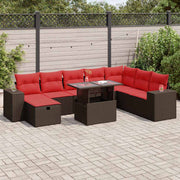 Loungeset 9-delig poly rattan acacia zwart