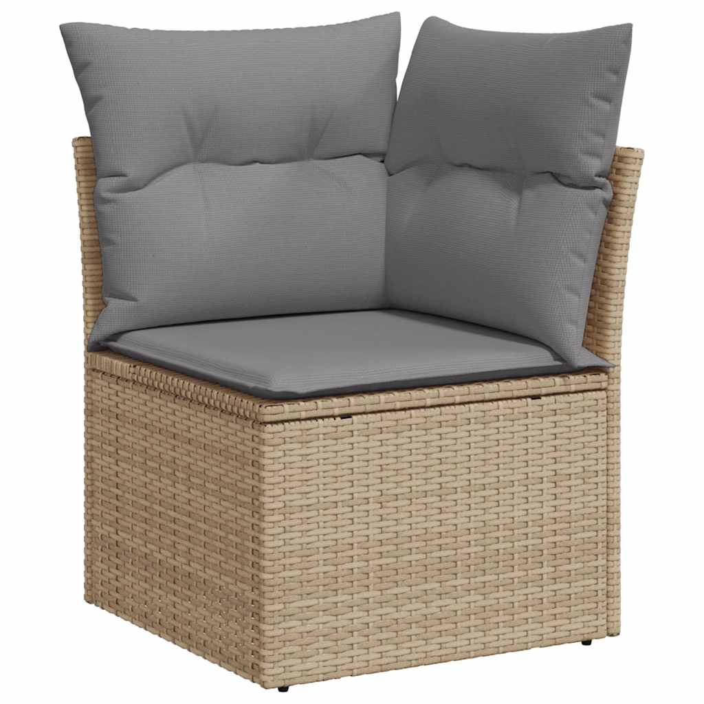 6-delige Loungeset met kussens poly rattan acacia beige