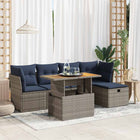 Loungeset 6-delig poly rattan acacia grijs