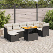 Loungeset 8-delig poly rattan acacia zwart