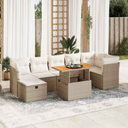Loungeset 8-delig poly rattan acacia beige
