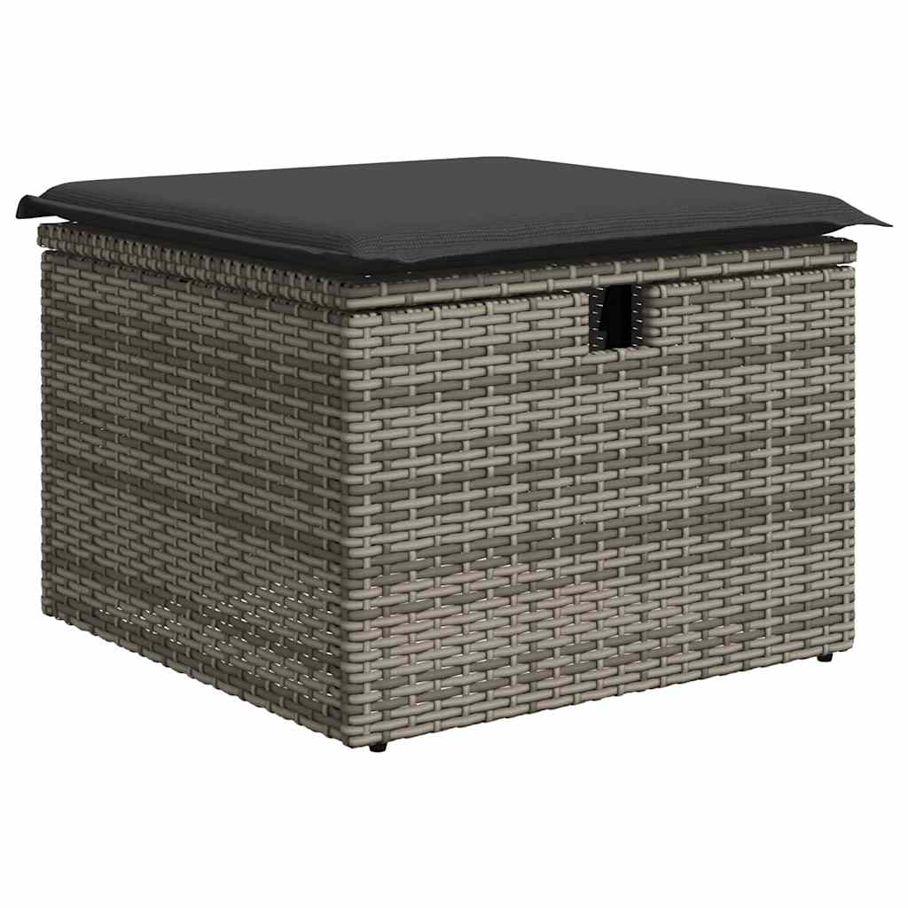 8-delige Loungeset met kussens poly rattan acacia grijs