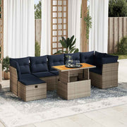Loungeset 8-delig poly rattan acacia bruin