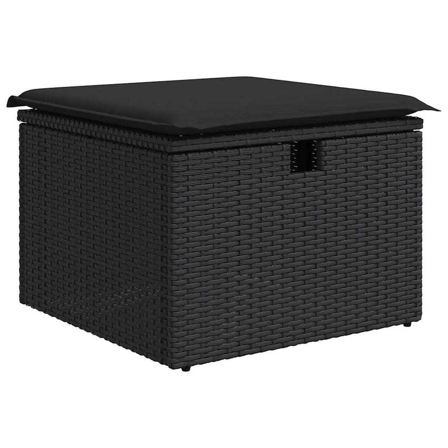 9-delige Loungeset met kussens poly rattan acacia zwart