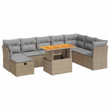 9-delige Loungeset met kussens poly rattan acacia beige