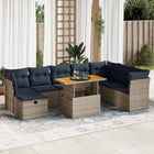 Loungeset 9-delig poly rattan grijs