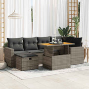 Loungeset 8-delig poly rattan acacia grijs