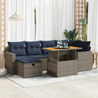 Loungeset 7-delig poly rattan acacia zwart