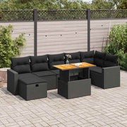 Loungeset 5-delig poly rattan acacia zwart