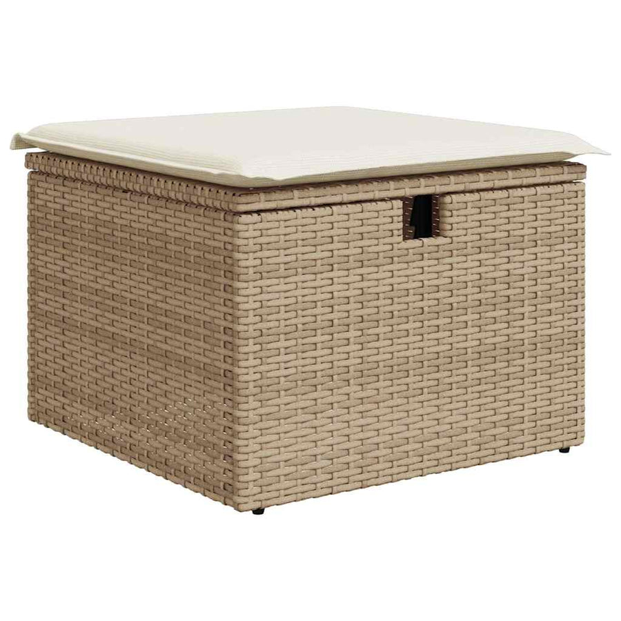 5-delige Loungeset met kussens poly rattan en acaciahout beige