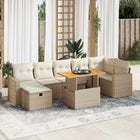 Loungeset 5-delig poly rattan acaciahout beige