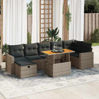 5-piece Lounge Set with Cushions Poly Rattan Acacia Grey