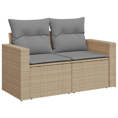9-delige Loungeset met kussens poly rattan acacia beige