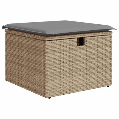 9-delige Loungeset met kussens poly rattan acacia beige