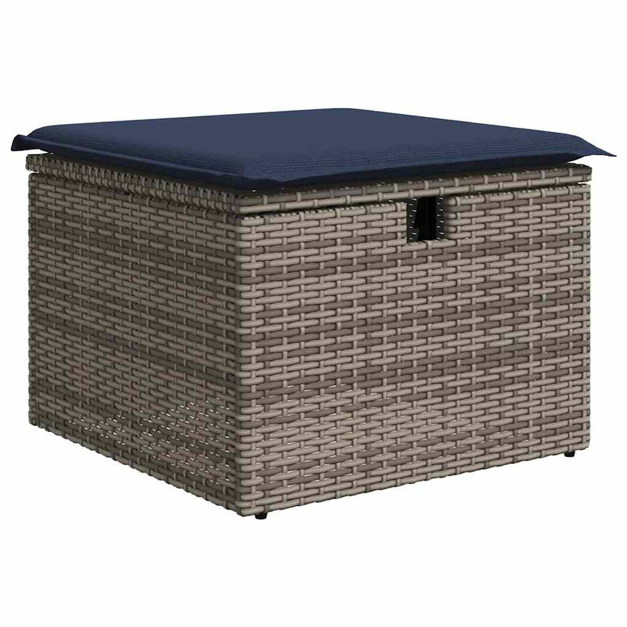 9-delige Loungeset met kussens poly rattan acacia grijs