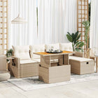 Loungeset 6-delig poly rattan acacia beige