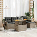Loungeset 6-delig poly rattan acacia grijs