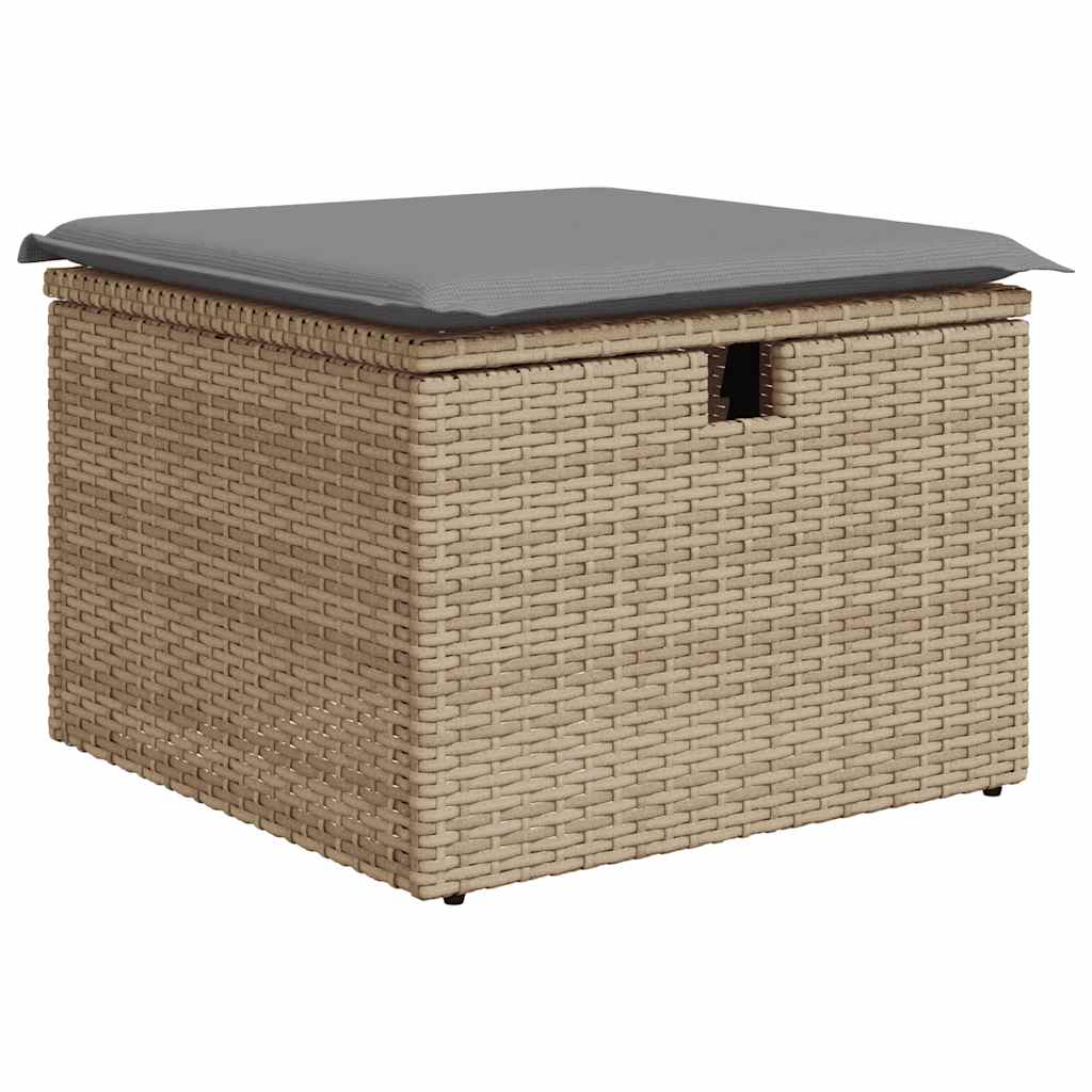 8-delige Loungeset met kussens poly rattan acacia beige