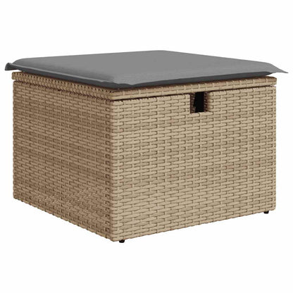 8-delige Loungeset met kussens poly rattan acacia beige