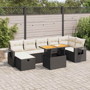 Loungeset 5-delig poly rattan acacia zwart