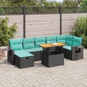 Loungeset 8-delig poly rattan acacia grijs