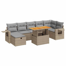 5-delige Loungeset met kussens poly rattan en acaciahout beige