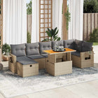 Loungeset 5-delig poly rattan acaciahout beige