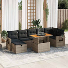 Loungeset 5-delig poly rattan acacia grijs
